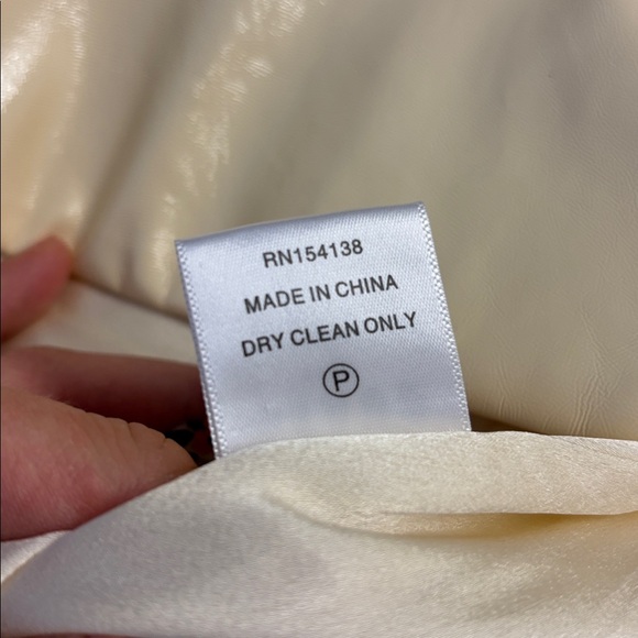 Staud Abstract Midi Swing Dress Faux Leather Cream Yellow Size 2 - Picture 8 of 8